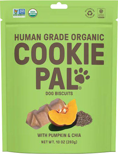 Cookie Pal Organic Dog Treats Biscuits, Pumpkin/Chia, 10 oz - Edible Bones & Biscuits