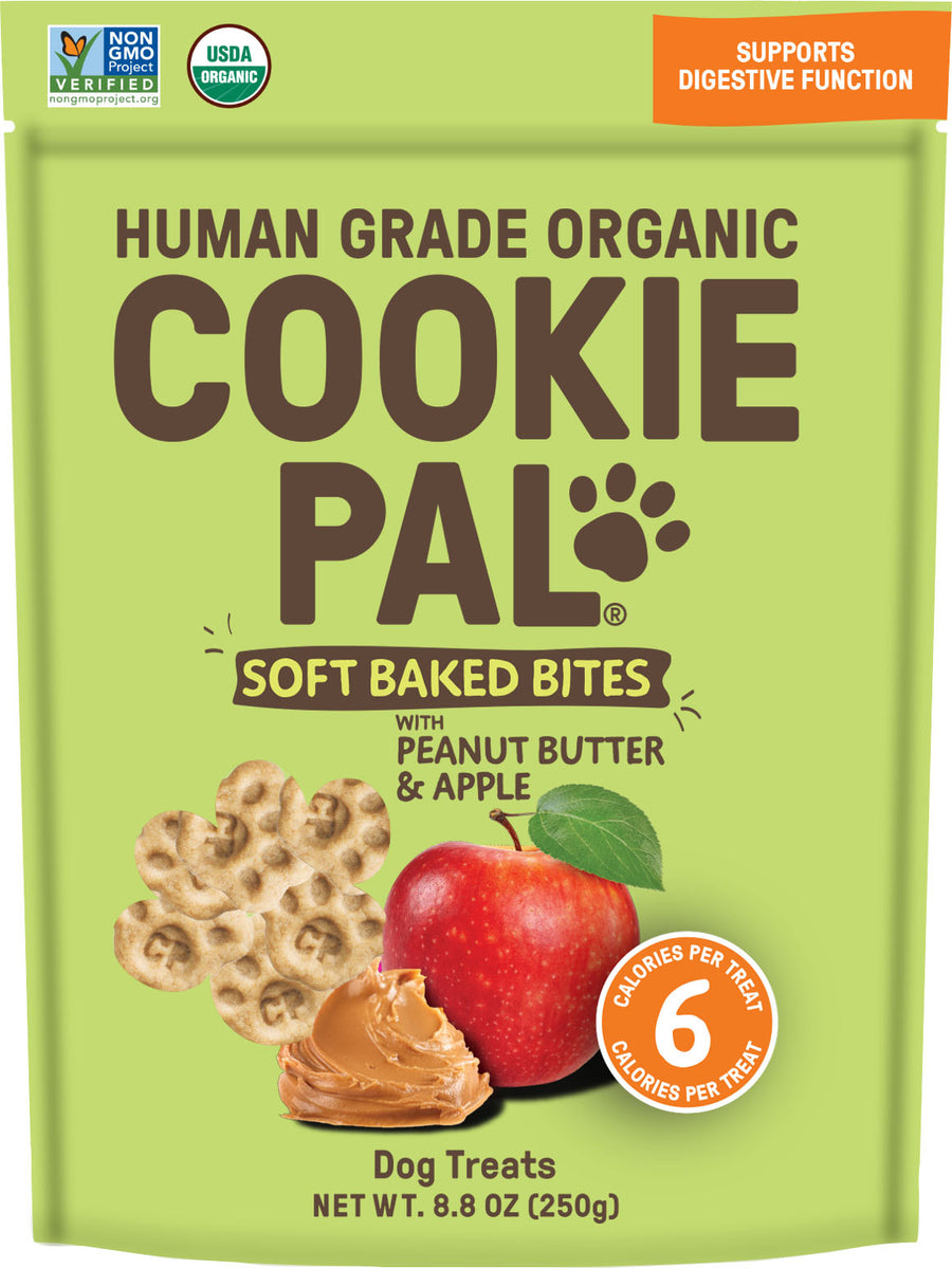 Cookie Pal Organic Soft Baked Dog Treats, Peanut Butter/Apple, 8.8 oz - Soft Treats
