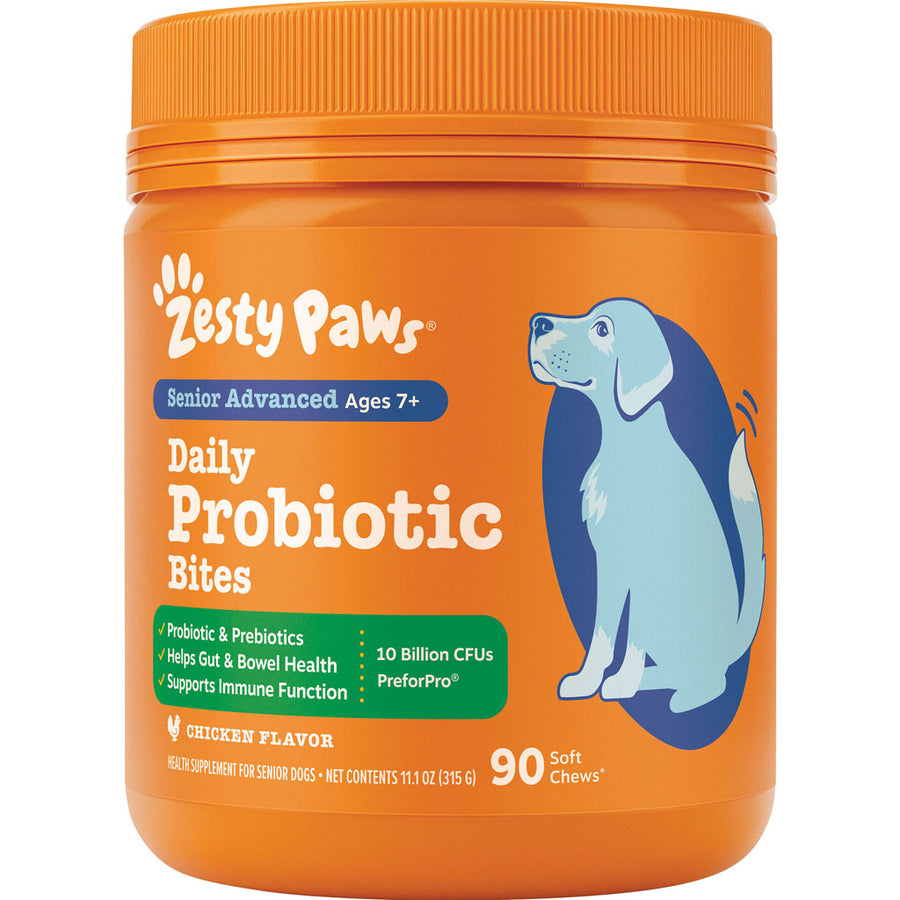 Zesty Paws Senior Advanced Probiotic Bites, Chicken, 90 ct - Supplements