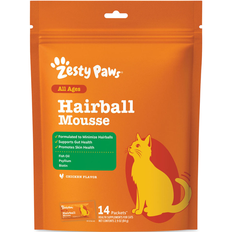 Zesty Paws Cat Mousse Hairball, Chicken, 14 ct