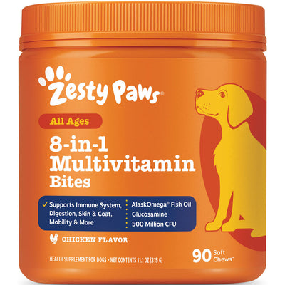 Zesty Paws 8-in 1 Multifunctional Bites, Chicken, 90 ct - Supplements