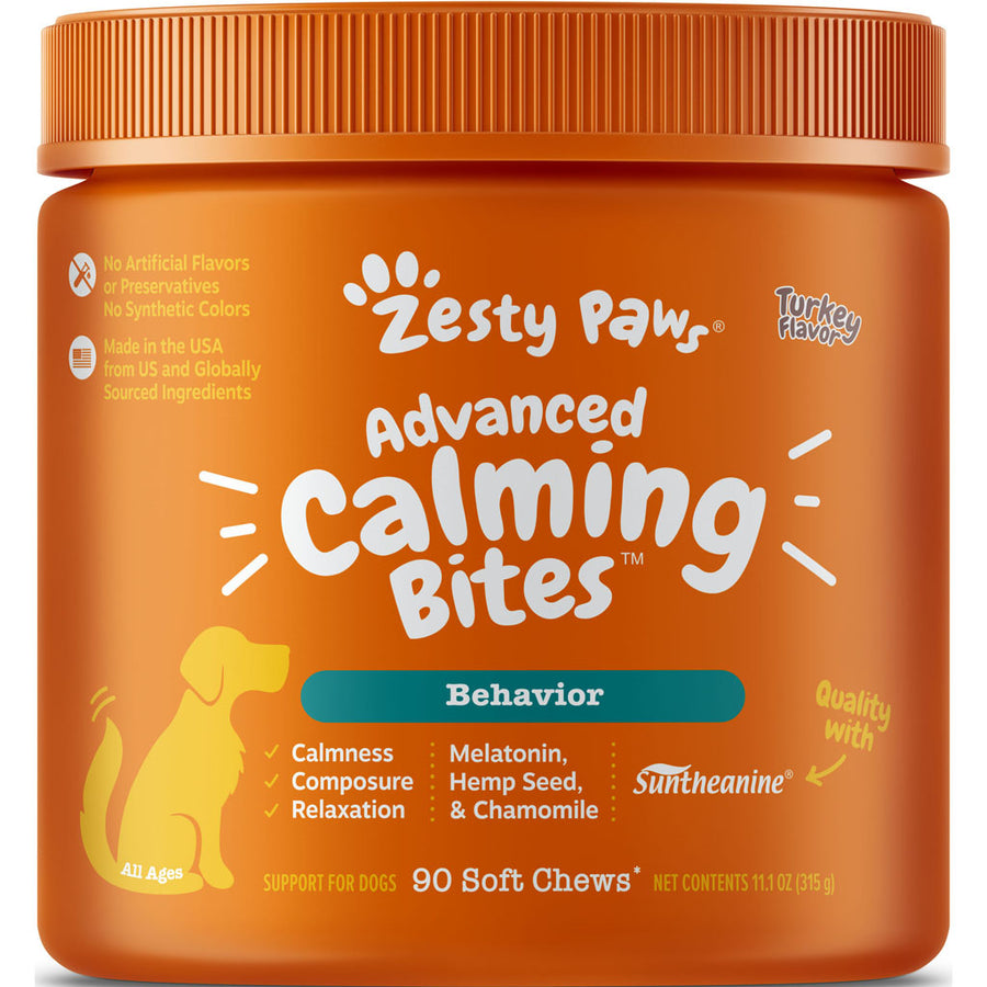 Zesty Paws Advanced Calming Bites with Melatonin, Turkey, 90 ct - Anxiety Relief