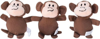 Zippypaws Miniz Monkeys, Brown, sm-3 pk - Plush