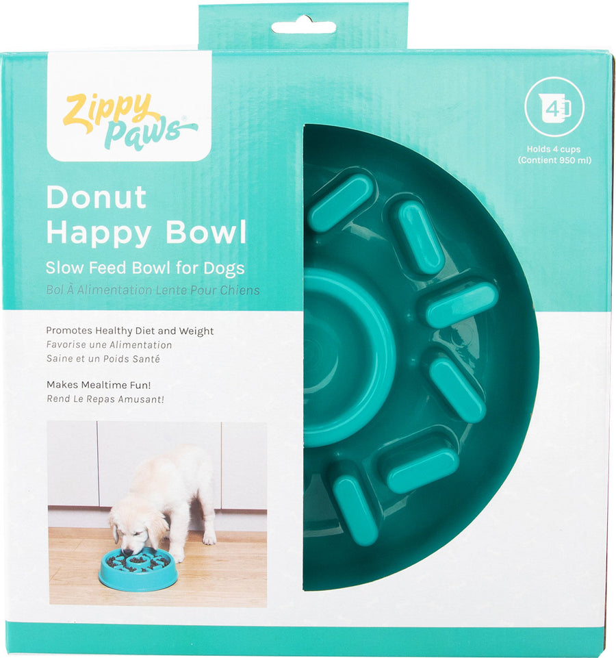 Zippypaws Happy Bowl Slow Feeder Donut, Green, MD - Specialty Feeders
