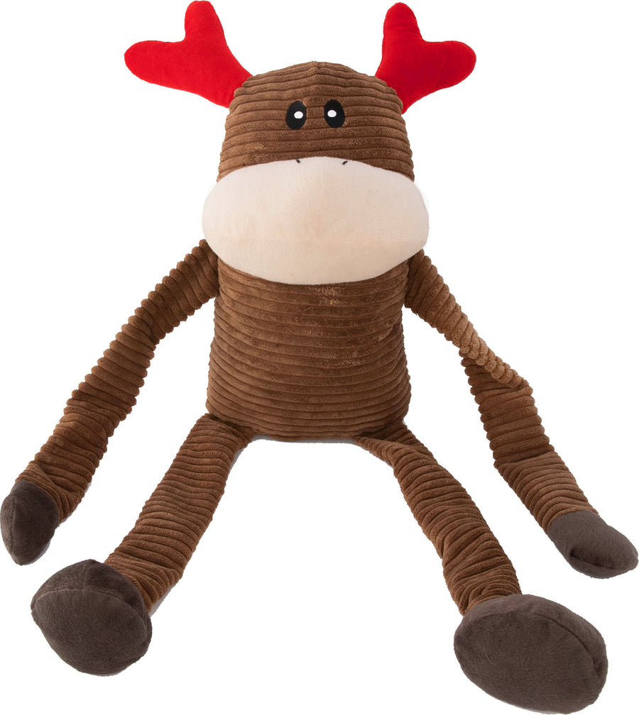 Zippypaws Holiday Crinkles Reindeer, Red/Brown, Jumbo - Christmas