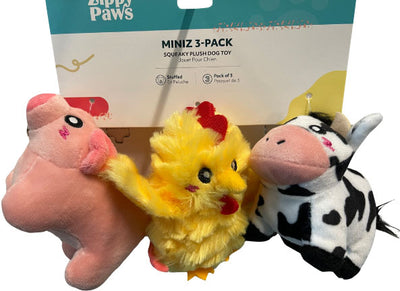 Zippypaws Miniz Barnyard Friends, sm-3 pk - Plush