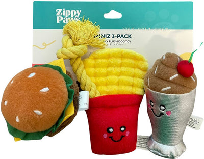 Zippypaws Miniz Fast Foods, sm-3 pk - Plush