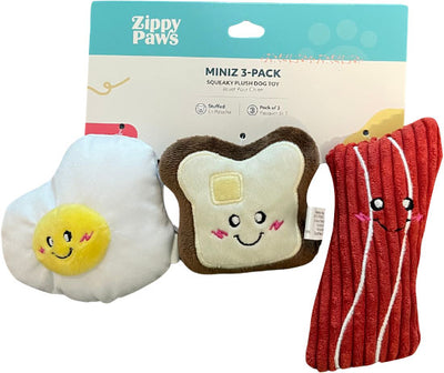 Zippypaws Miniz Breakfast Foods, sm-3 pk - Plush