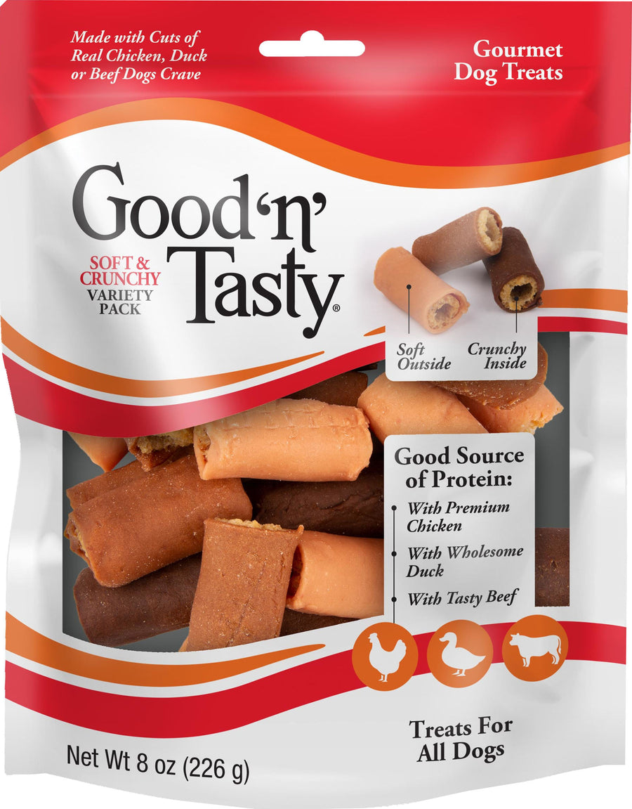 Good 'n' Tasty Soft & Crunchy Variety Pack, Chicken/Duck/Beef, 8 oz - Soft Treats