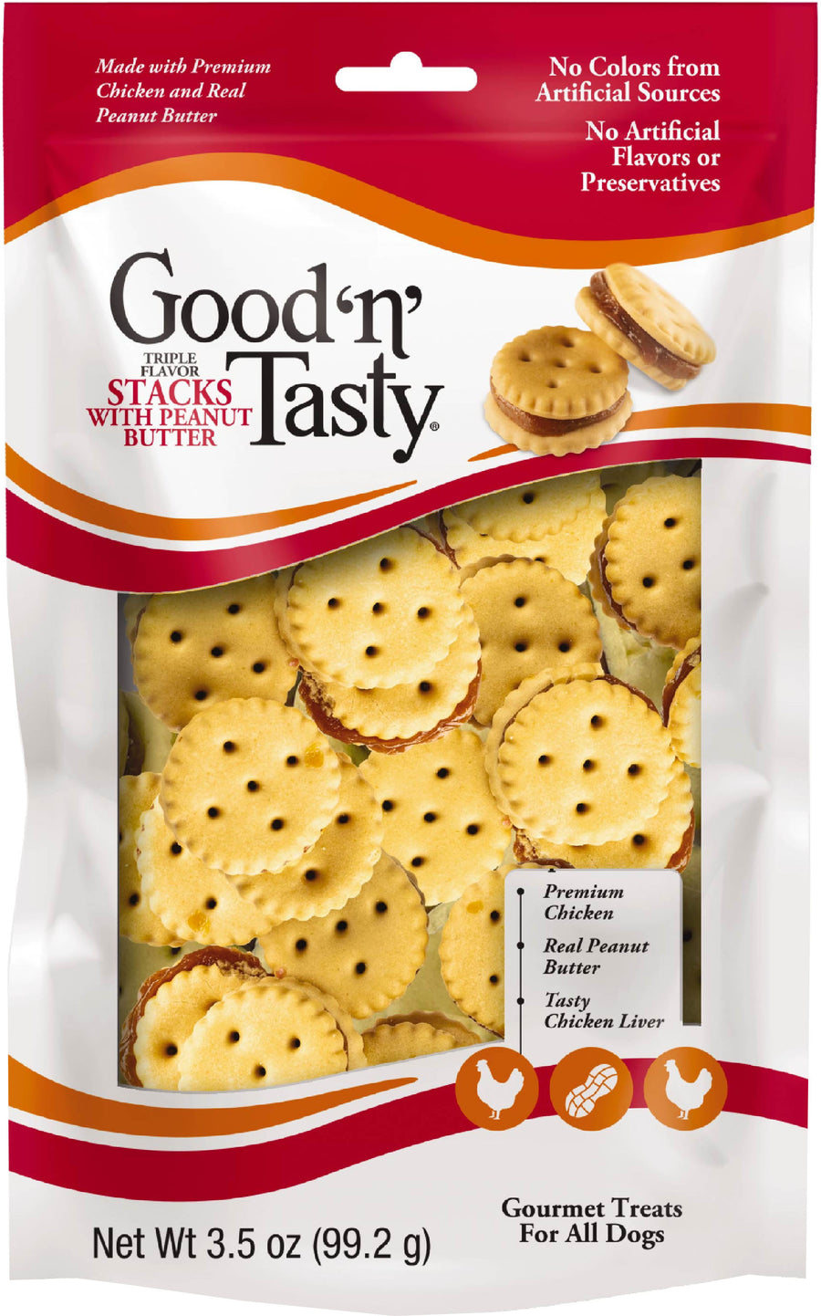Good 'n' Tasty Triple Flavor Stacks, Chicken/Peanut Butter, 3.5 oz - Soft Treats
