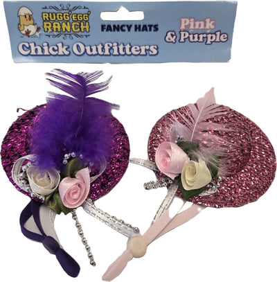 Chick Outfitters Rugged Ranch Fancy Chicken Hats, Purple/Pink - Toys