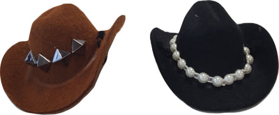 Chick Outfitters Rugged Ranch Chicken Cowboy Hats, Black/Brown - Toys