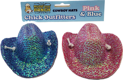 Chick Outfitters Rugged Ranch Chicken Cowboy Hats, Pink/Teal - Toys