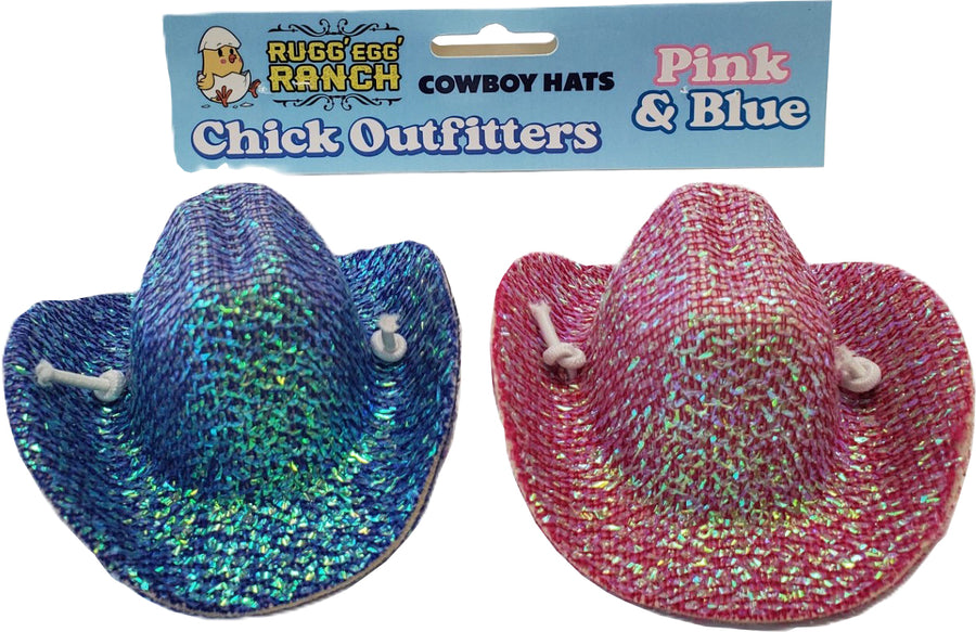 Chick Outfitters Rugged Ranch Chicken Cowboy Hats, Pink/Teal - Toys