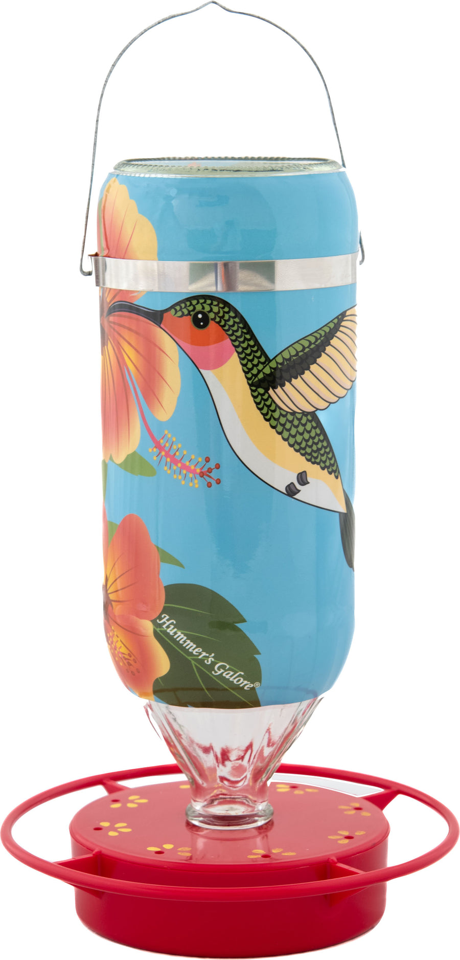 Hummer's Galore Hibiscus Hummingbird Feeder, Blue, 32 oz - Hummingbird Feeder-Glass