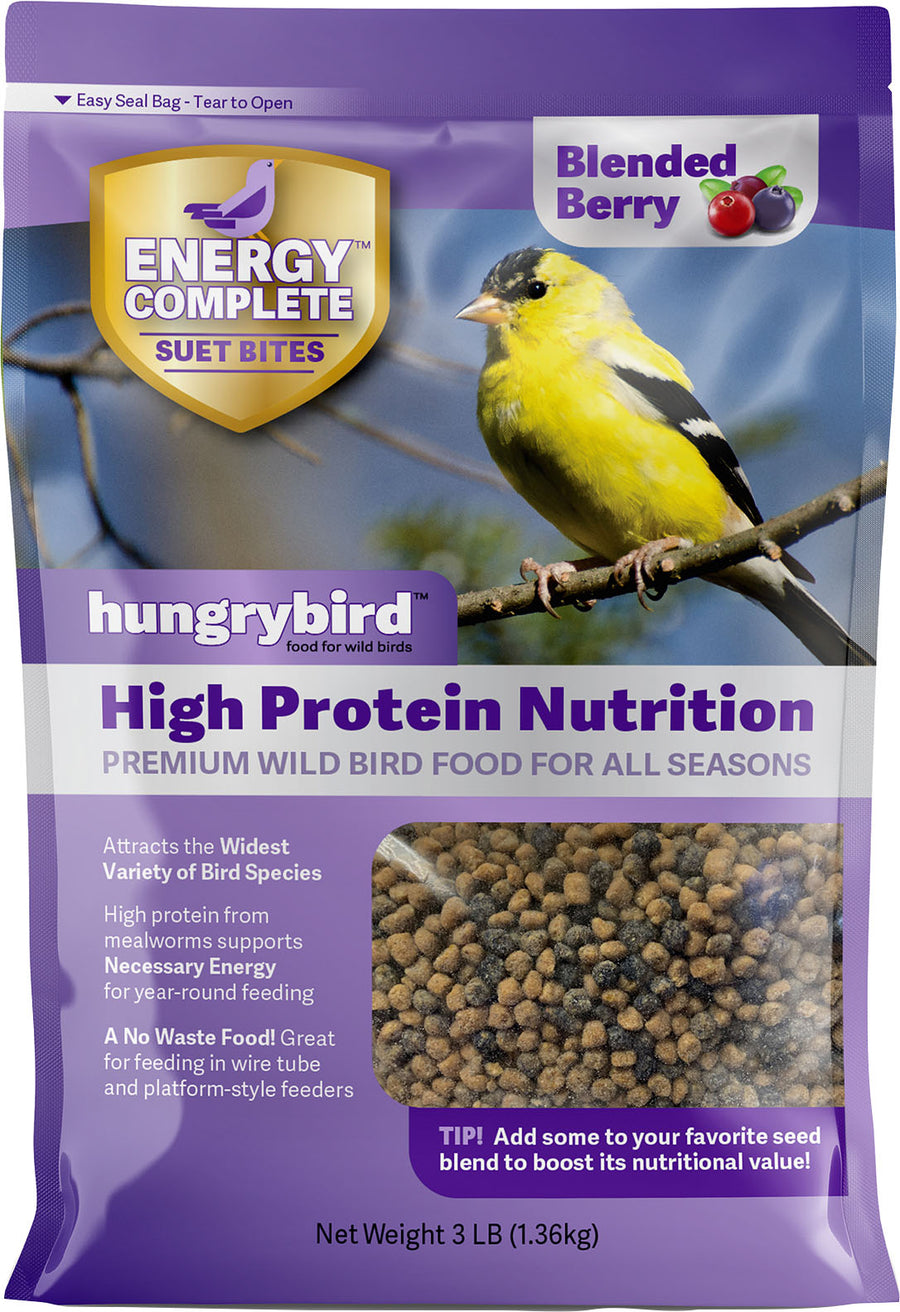Hungrybird Energy Complete Suet Bites, Berry, 3 lb - Suet Plugs/Pellets/Nuggets