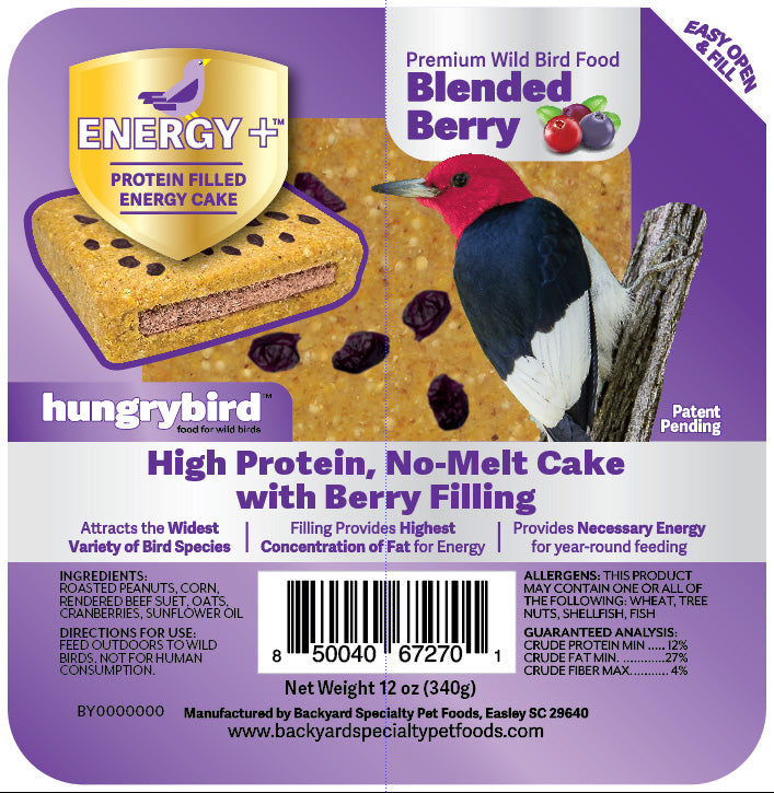 Hungrybird Energy Protein Filled Suet Cake, Berry, 12 oz - Suet Cakes