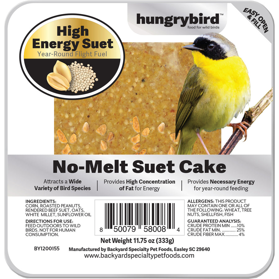Hungrybird No-Melt Suet Cake, High Energy, 11.75 oz - Suet Cakes No Melt