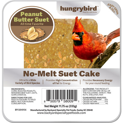 Hungrybird No-Melt Suet Cake, Peanut Butter, 11.75 oz - Suet Cakes No Melt