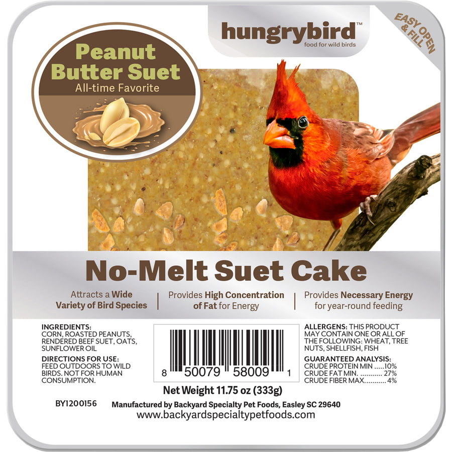 Hungrybird No-Melt Suet Cake, Peanut Butter, 11.75 oz - Suet Cakes No Melt