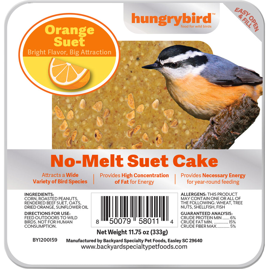 Hungrybird No-Melt Suet Cake, Orange, 11.75 oz - Suet Cakes No Melt