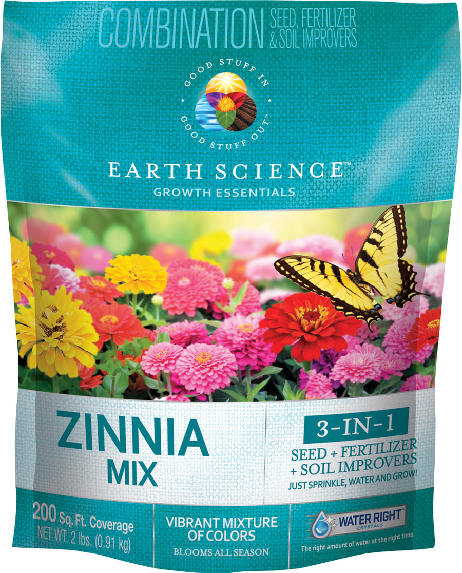 Earth Science Zinnia Mix 3-in-1, 2 lb - Flower & Vegetable Seed