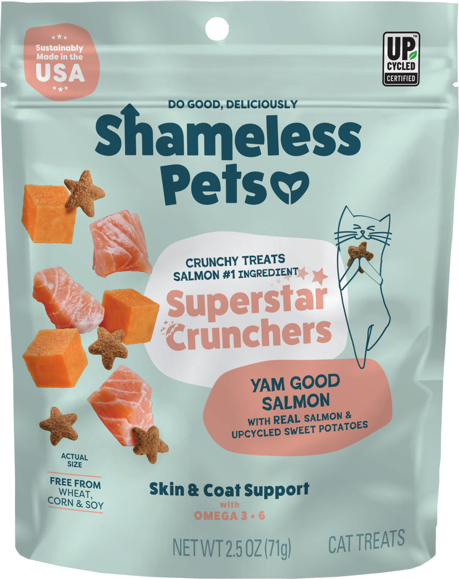 Shameless Pets Crunchy Cat Treats, Salmon/Sweet Potato, 2.5 oz - Edibles