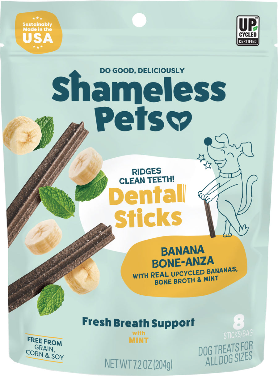 Shameless Pets Dog Dental Sticks, Banana/Bone Broth, 7.2 oz - Dental Care