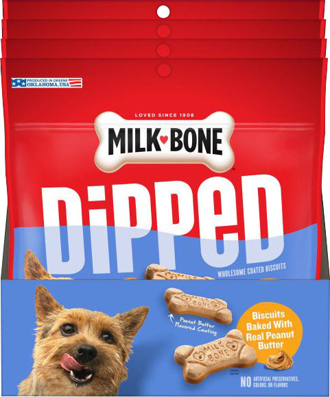 Milk-Bone Dipped Dog Biscuits Baked, Peanut Butter, 12 oz - Edible Bones & Biscuits