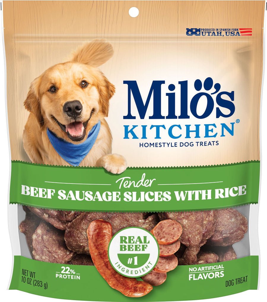 Milo's Kitchen Sausage Slices Dog Treats, Beef/Rice, 10 oz - Soft Treats