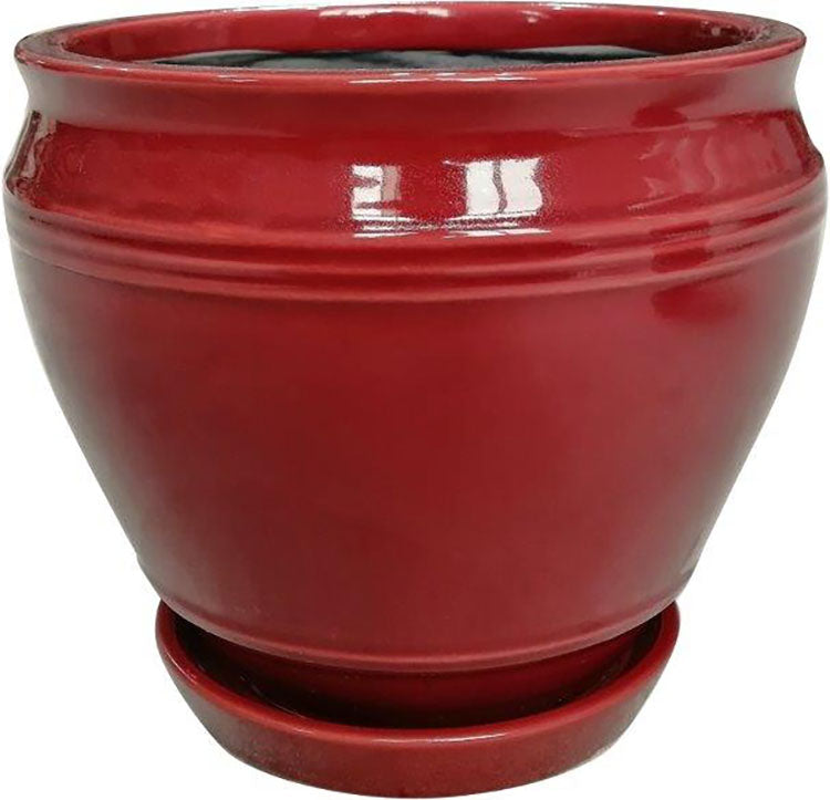 Southern Patio Collins Ceramic Planter, Oxblood, 8 in - Planters Decorative