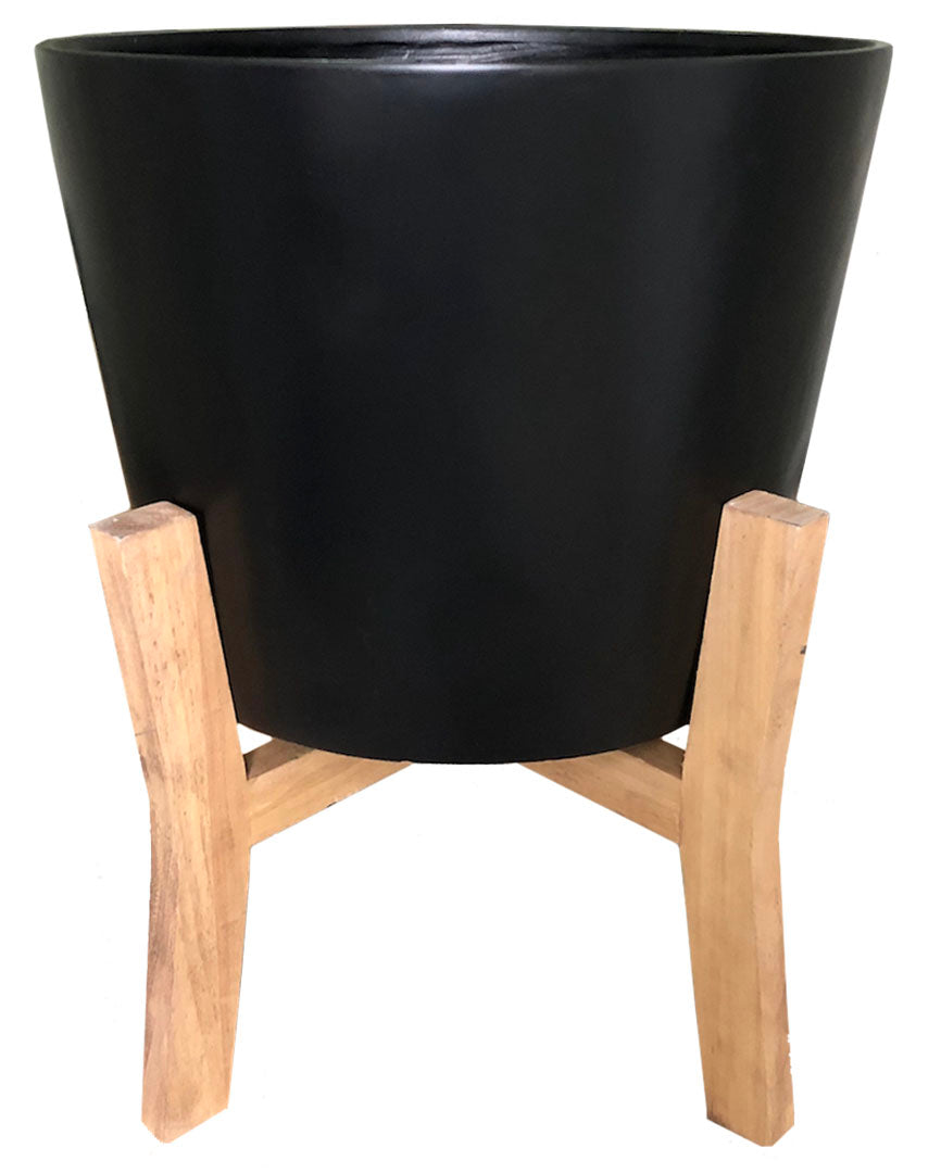 Southern Patio Contemporary Planter with Stand, Black, 16 in - Planters Decorative