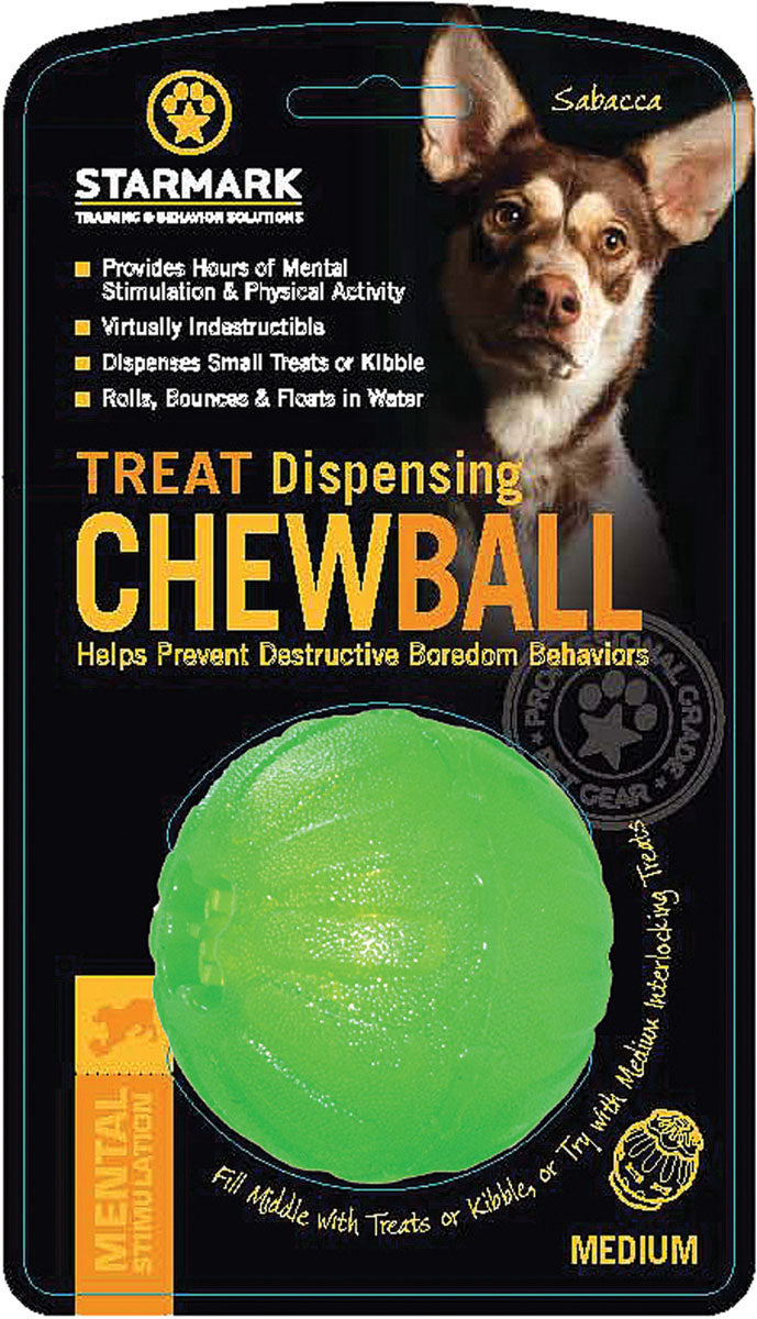 Starmark USA Treat Dispensing Chew Ball, Green, 2.75 in - Interactive