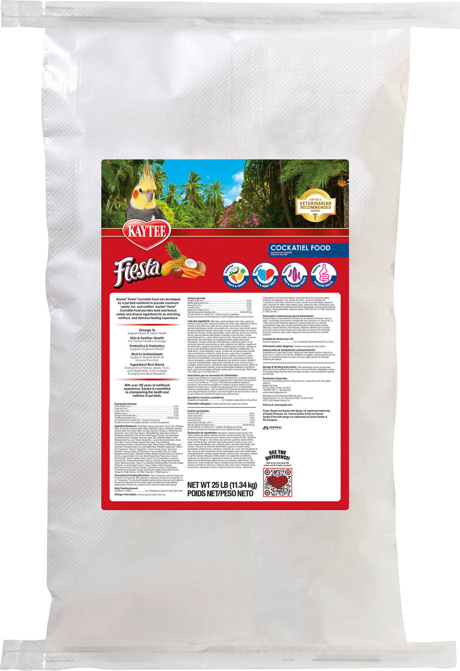 Kaytee Fiesta Cockatiel Food, 25 lb