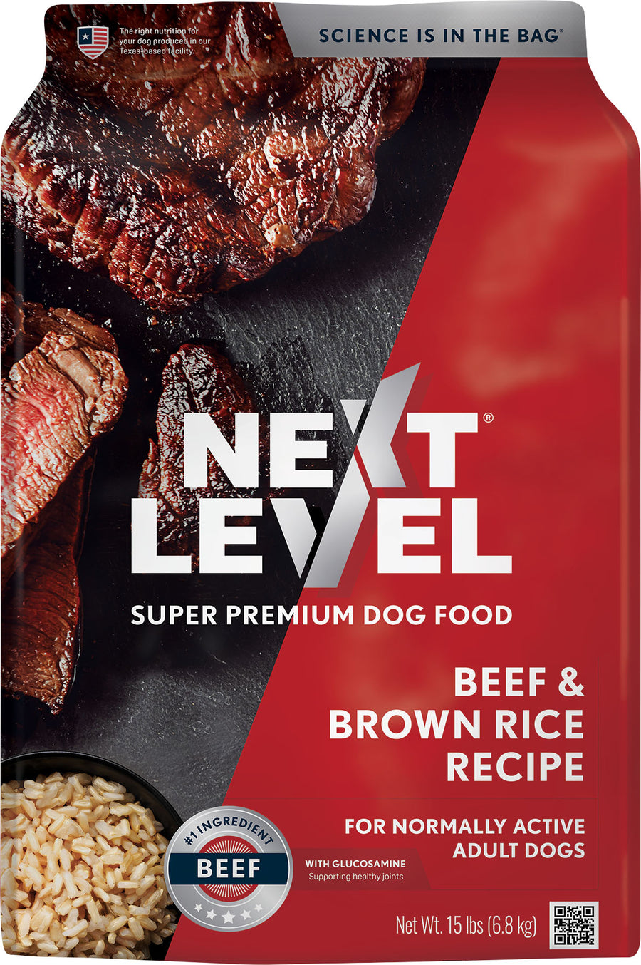 Next Level Normally Active Dog Food, Beef/Brown Rice, 15 lb - Dry