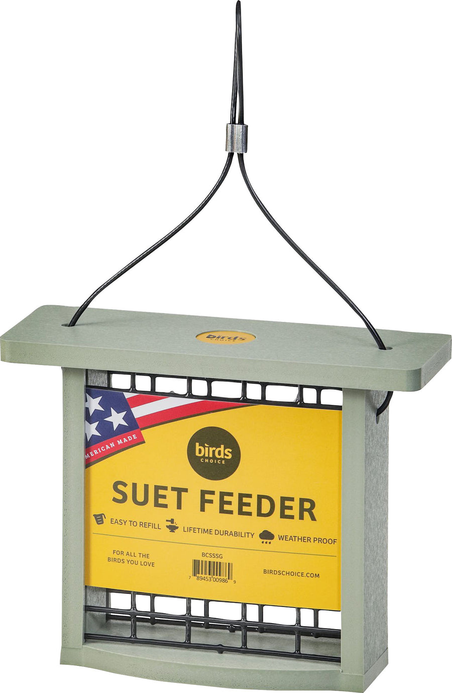 Bird's Choice Recycled Plastic Suet Feeder, Sage, 1 Cake Cap - Suet and Seed Cake Feeders