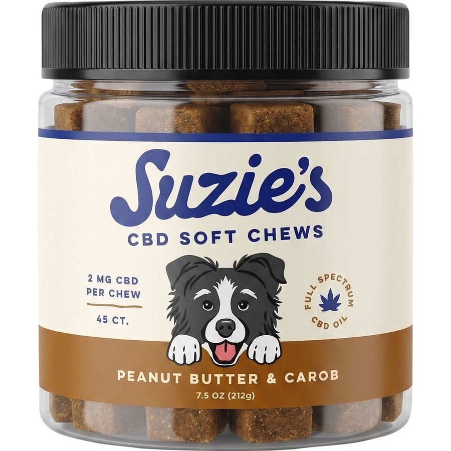Suzie's Cbd Soft Chews for Dogs, Peanut Butter/Carob, 7.5 oz-2 mg - Anxiety Relief