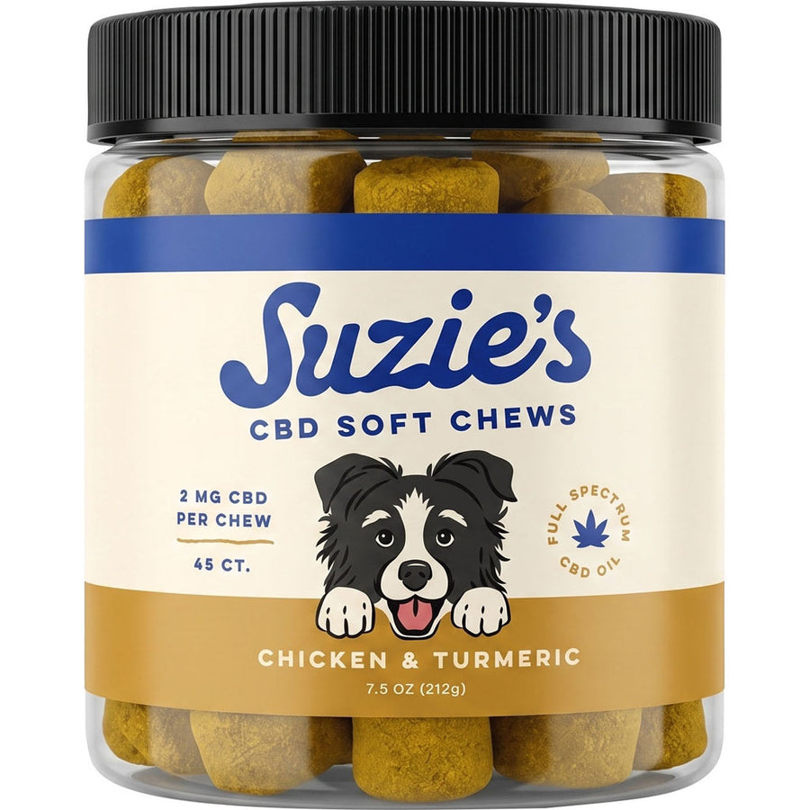 Suzie's Cbd Soft Chews for Dogs, Chicken/Turmeric, 7.5 oz-2 mg - Anxiety Relief