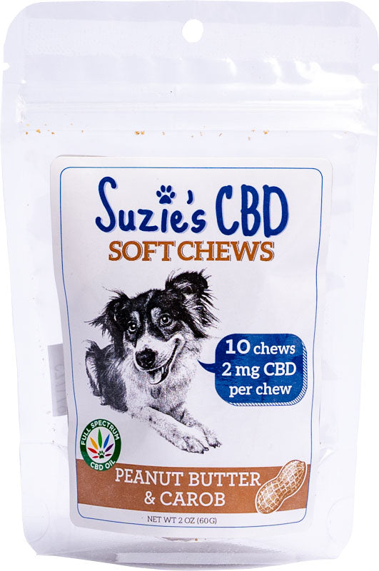 Suzie's Cbd Soft Chews for Dogs Trial Size, Peaniut Butter/Carob, 2 oz - Anxiety Relief