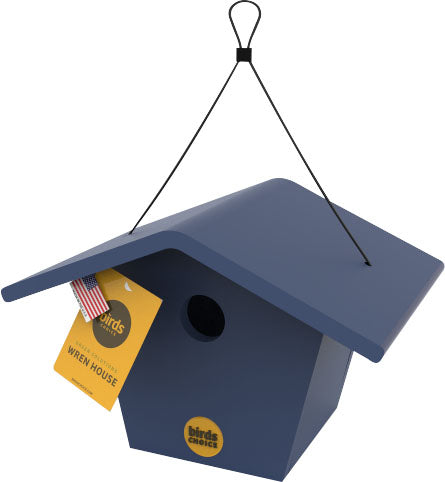 Bird's Choice Recycled Plastic Wren Bird House, Navy Peony - Houses-Bird
