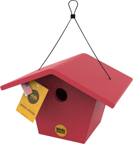 Bird's Choice Recycled Plastic Wren Bird House, Red - Houses-Bird
