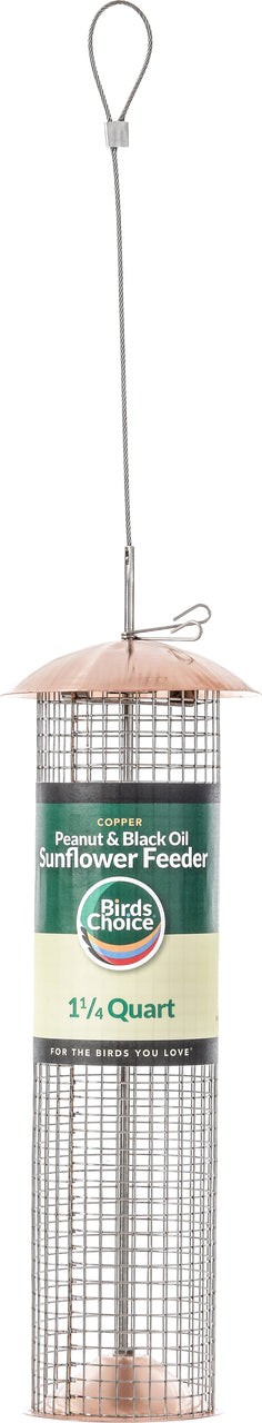 Bird's Choice Sunflower & Peanut Feeder, Copper, 1 lb Cap - Tube Type Feeders Mixed Seed