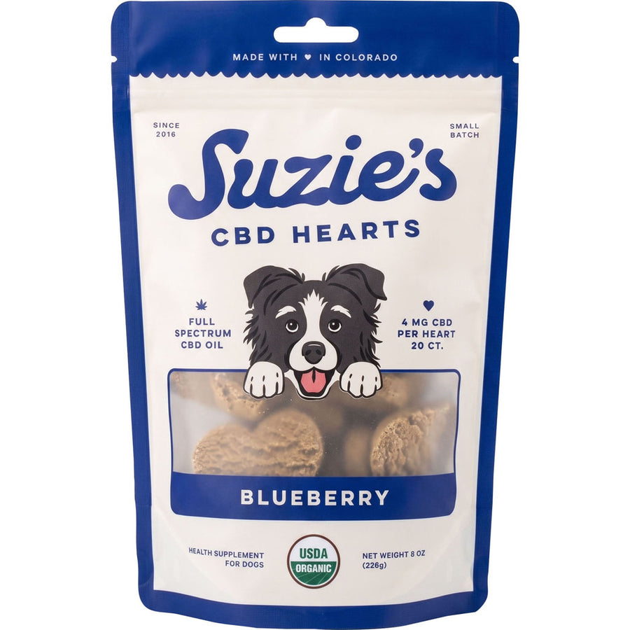 Suzie's Cbd Hearts for Dogs, Blueberry, 8 oz-4 mg - Anxiety Relief