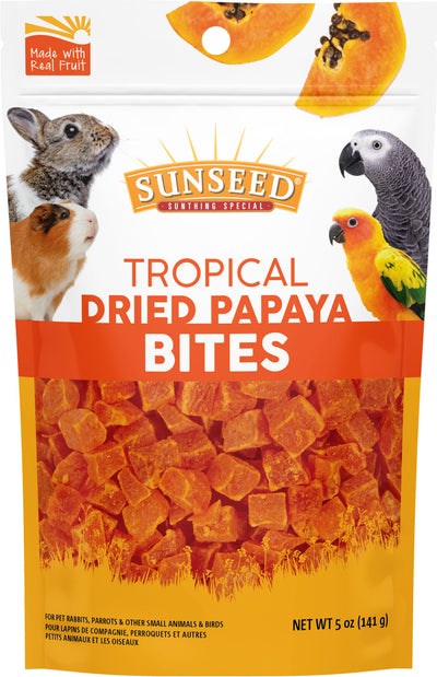 Sunseed Tropical Dried Papaya Bites, Papaya, 5 oz - Edibles