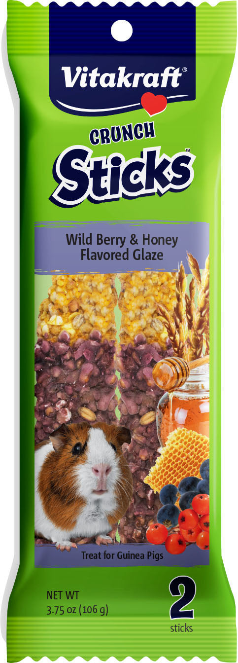 Vitakraft Crunch Sticks Guinea Pig Treats, Wildberry/Honey, 3.75 oz-2 pk