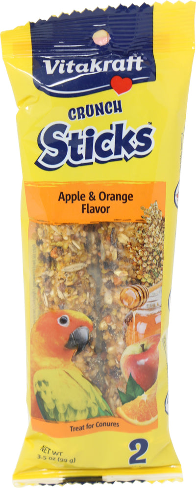 Vitakraft Crunch Sticks Conure Treats, Apple/Orange, 3.5 oz