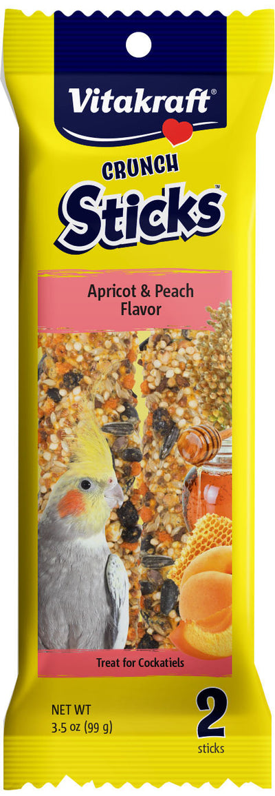 Vitakraft Crunch Sticks Cockatiel Treats, Apricot/Peach, 3.5 oz