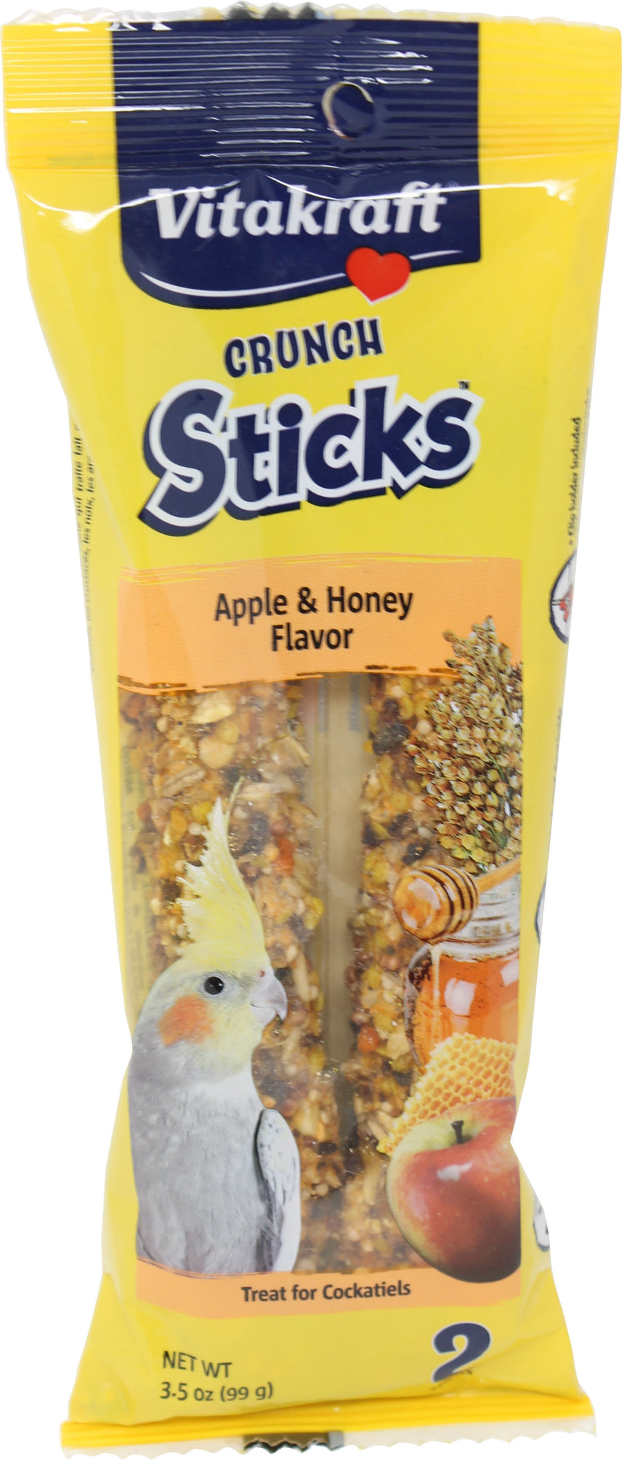 Vitakraft Crunch Sticks Cockatiel Treats, Apple/Honey, 3.5 oz
