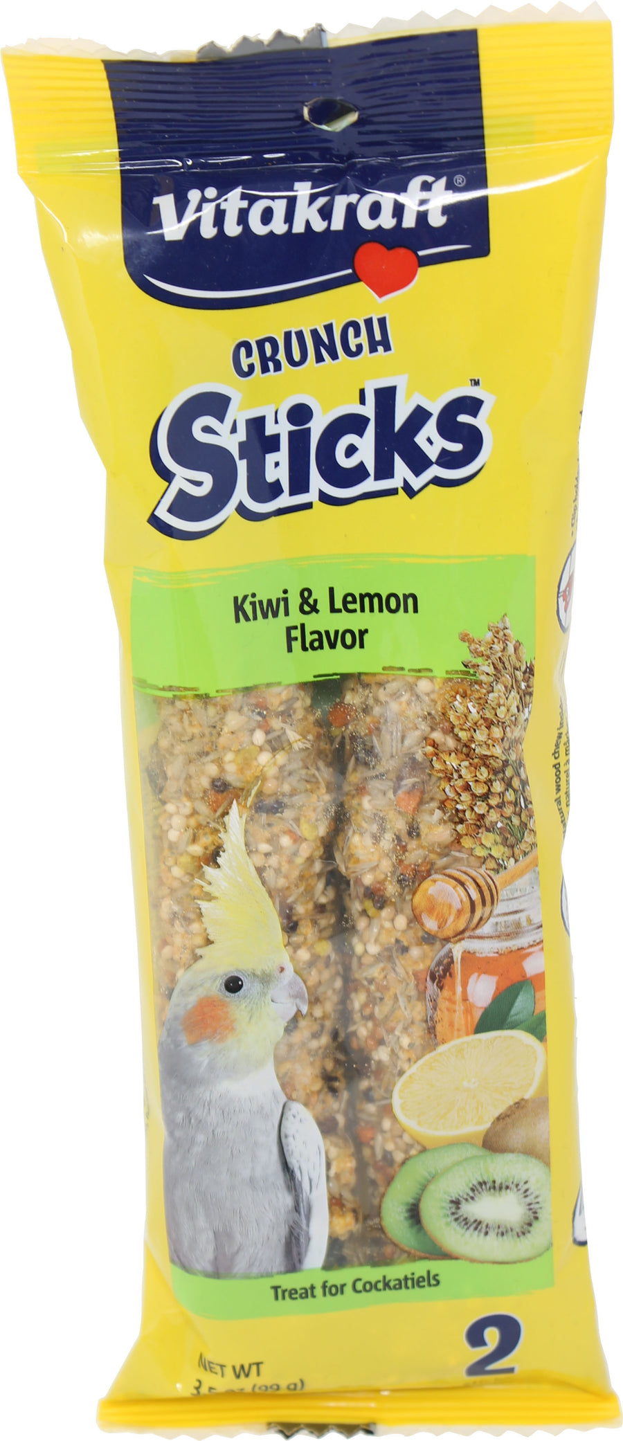 Vitakraft Crunch Sticks Cockatiel Treats, Kiwi/Lemon, 3.5 oz