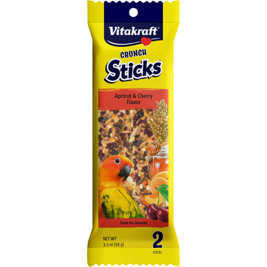 Vitakraft Crunch Sticks Conure Treats, Apricot/Cherry, 3.5 oz